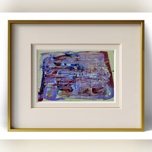 Original Abstract Purple and Blue Art 9x12